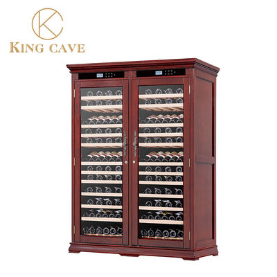 American Oak Shell Large Wooden Wine Refrigerator With Digital Control Panel LCD Control System