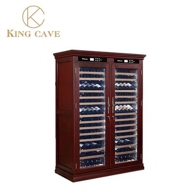 American Oak Shell Large Wooden Wine Refrigerator With Digital Control Panel LCD Control System