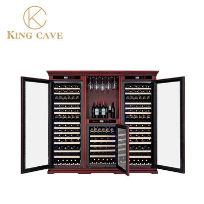 Low Noise Electric Wood Wine Cooler With Embraco Compressor And LED Lights
