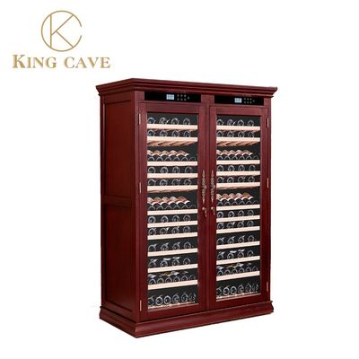 American Oak Shell Large Wooden Wine Refrigerator With Digital Control Panel LCD Control System