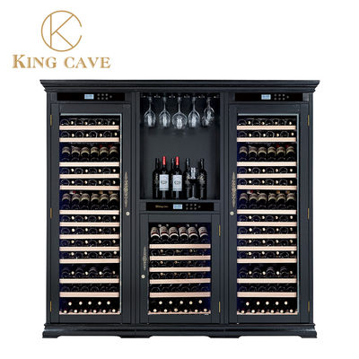 Low Noise Electric Wood Wine Cooler With Embraco Compressor And LED Lights