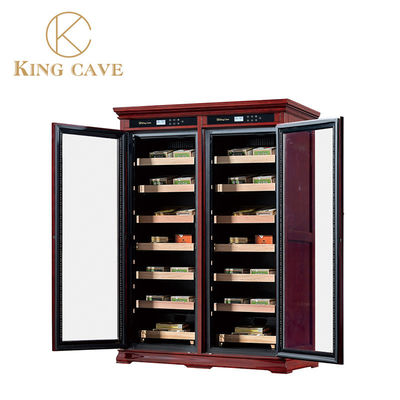 Luxury LED Lights Dual Zone Double Door Cigar Humidor Cabinet