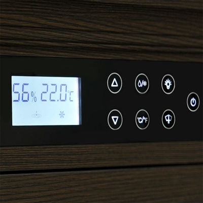 Touch Control Lockable Glass Door Dark Brown Solid Wood Cigar Cooler Humidor