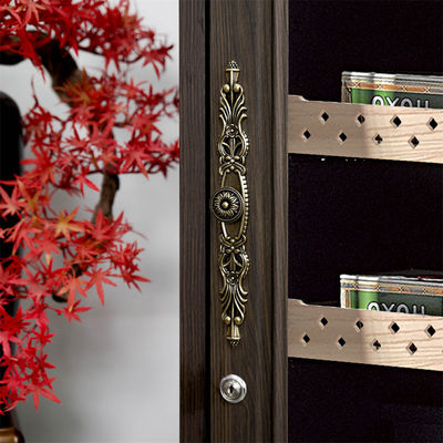 Touch Control Lockable Glass Door Dark Brown Solid Wood Cigar Cooler Humidor