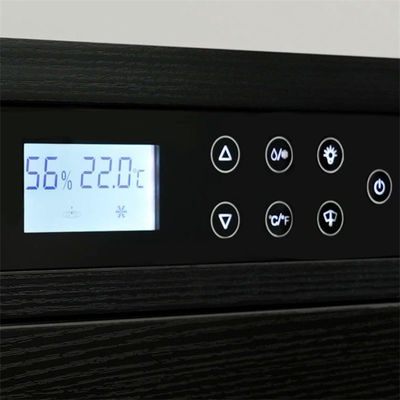 Freestanding Refrigerator Touch Control Lockable Black Wood Wine Cooler Cabinet