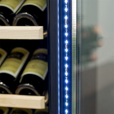 Freestanding Refrigerator Touch Control Lockable Black Wood Wine Cooler Cabinet