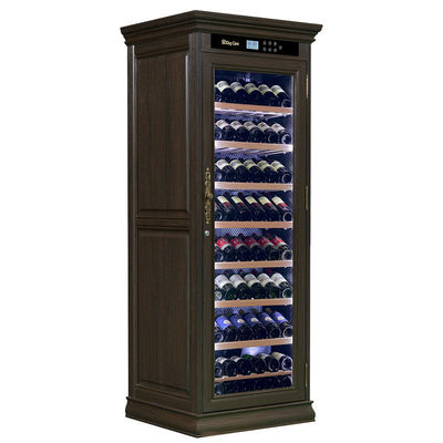 Brown Wood Frame Bar Drinks Cabinet Kitchen Wine Cooler With Locker