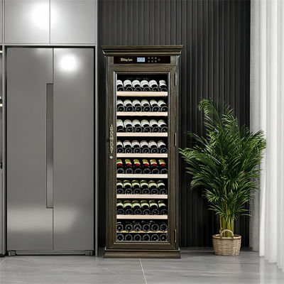 Brown Wood Frame Bar Drinks Cabinet Kitchen Wine Cooler With Locker