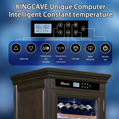 Brown Wood Frame Bar Drinks Cabinet Kitchen Wine Cooler With Locker
