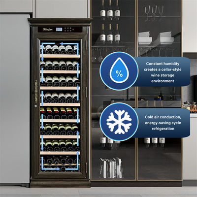Brown Wood Frame Bar Drinks Cabinet Kitchen Wine Cooler With Locker