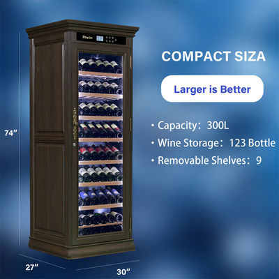 Brown Wood Frame Bar Drinks Cabinet Kitchen Wine Cooler With Locker
