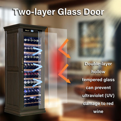 Brown Wood Frame Bar Drinks Cabinet Kitchen Wine Cooler With Locker
