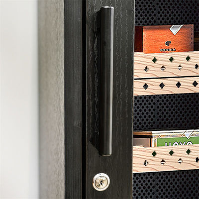 Touch Digital Control Black Wood Frame Cigar Cooler Humidor With Door Lock