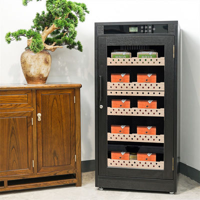 Touch Digital Control Black Wood Frame Cigar Cooler Humidor With Door Lock