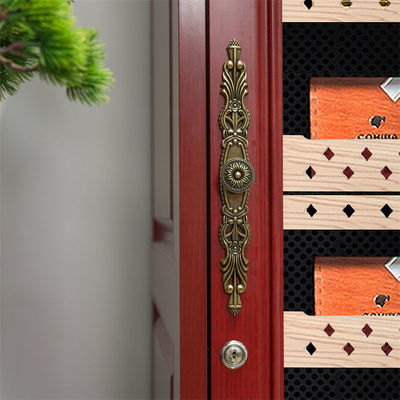 Lockable Glass Door Red Wooden Frame Digital Control Electric Cigar Cooler