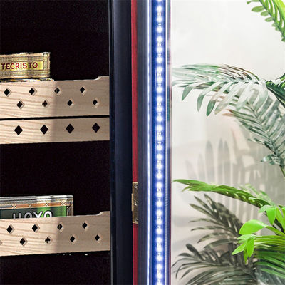 Lockable Glass Door Red Wooden Frame Digital Control Electric Cigar Cooler